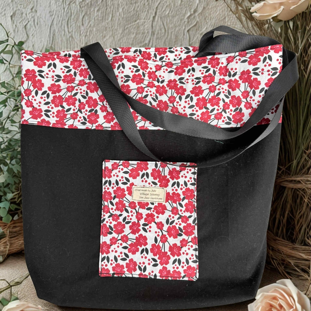 Floral Black Tote Bag